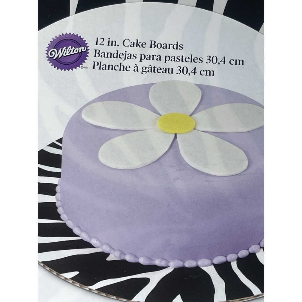 Wilton 12in‎ Cake Boards (3pc) Zebra Black White 2104-5150 Sealed - Picture 2 of 5
